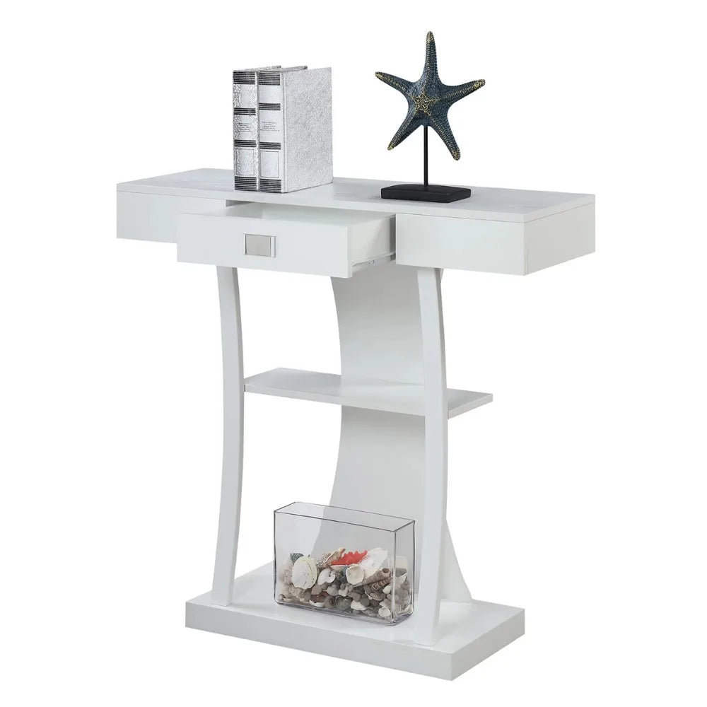 Drawer Console Table with Shelves for Hallway