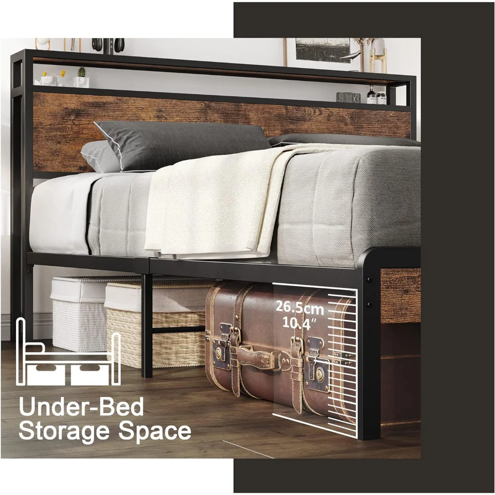 Full Bed Frame,  Storage Headboard Queen/King optional