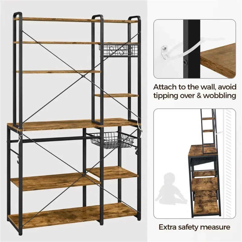 Baker's Rack Microwave Stand for Kitchen