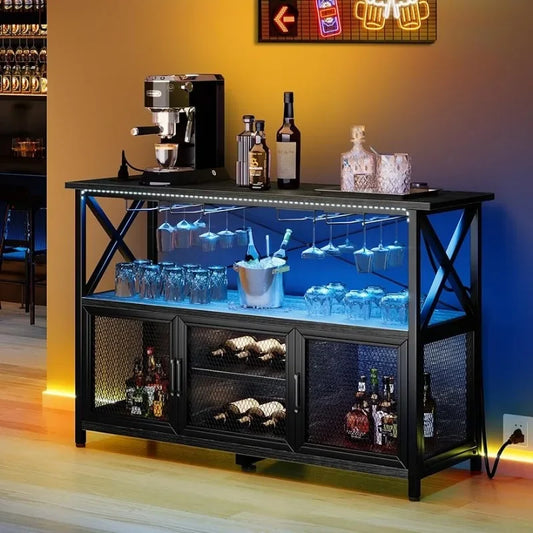 Bar Cabinet with Wine Rack Storage for Living Room