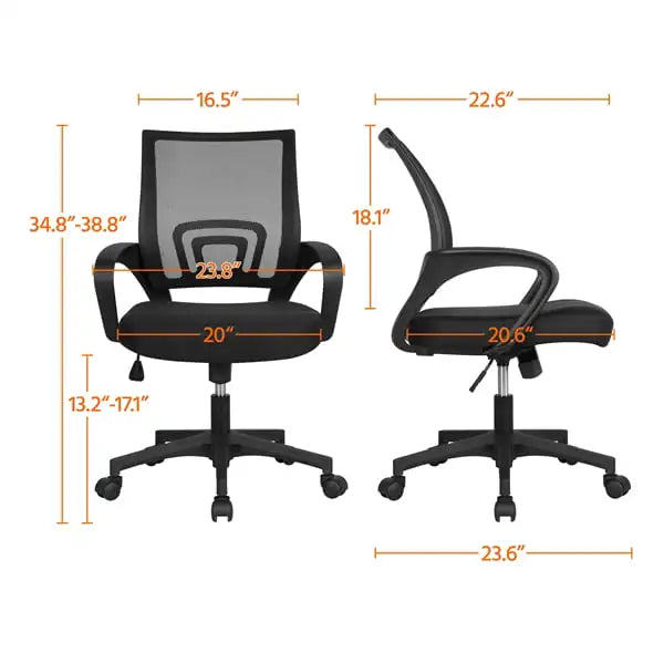 Office Chair with Armrests, Black