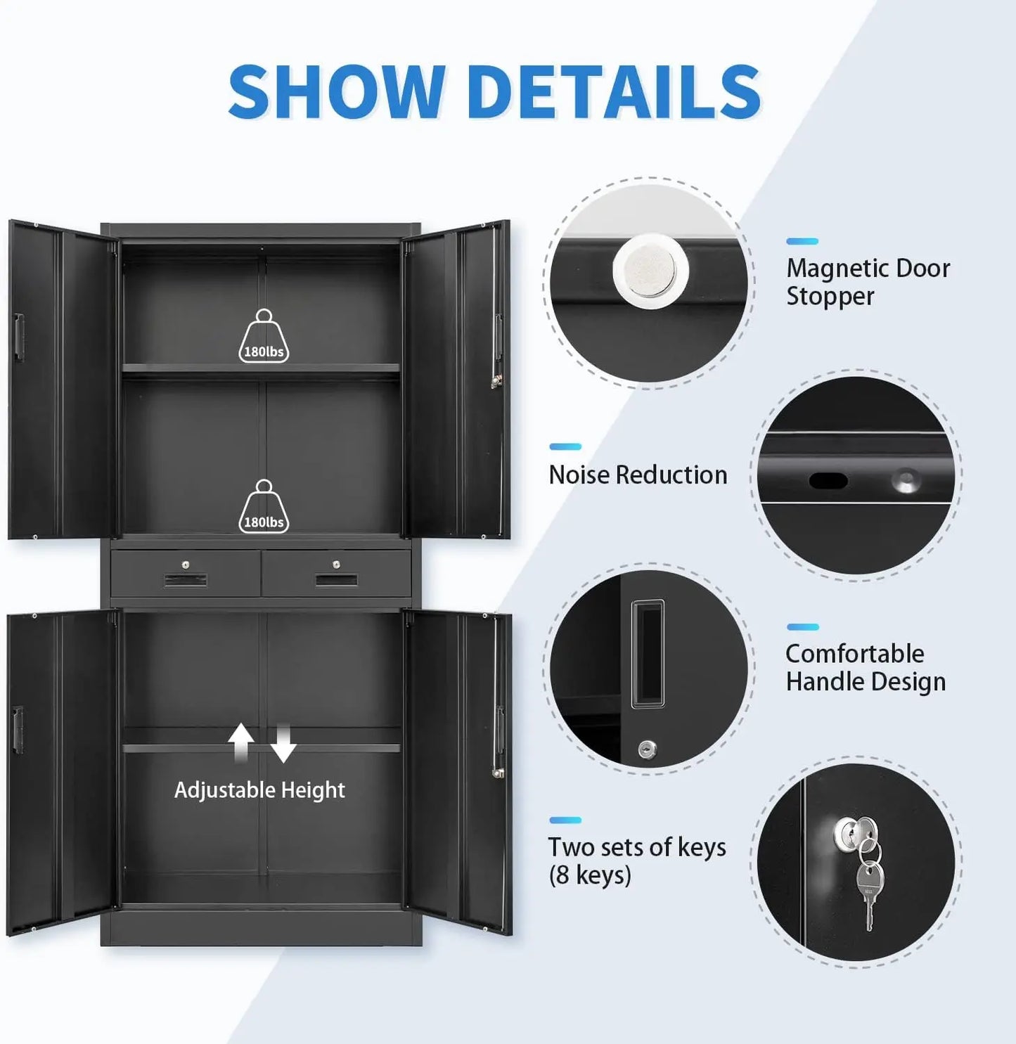 Metal Storage Cabinet for Home, Office, Garage