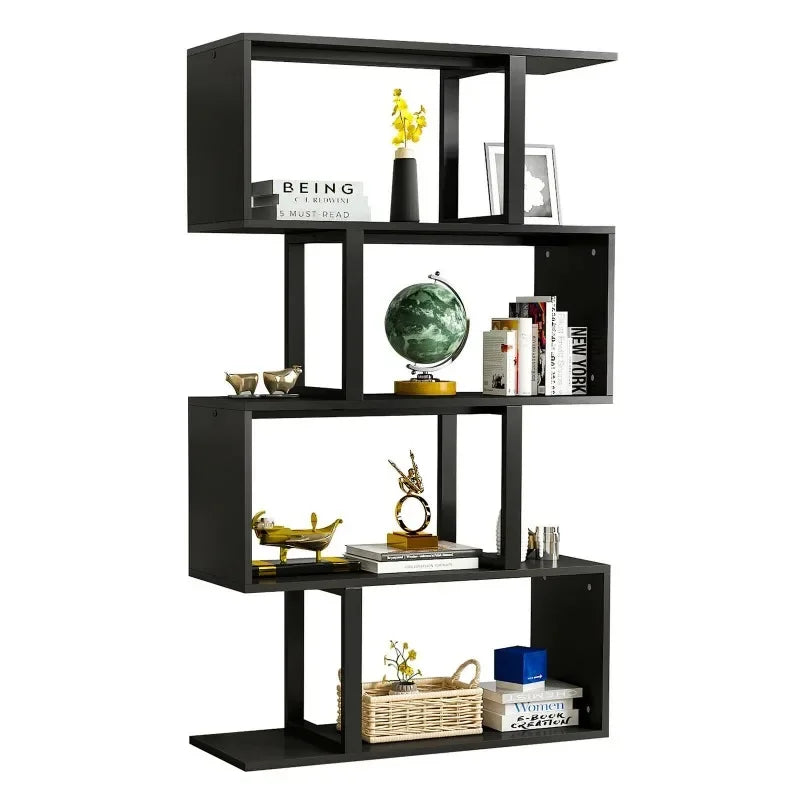 Dextrus 5-Tier Bookshelf  Wood Bookshelf, Storage Shelf Freestanding Decorative Storage Shelving for Living Room Home Office,