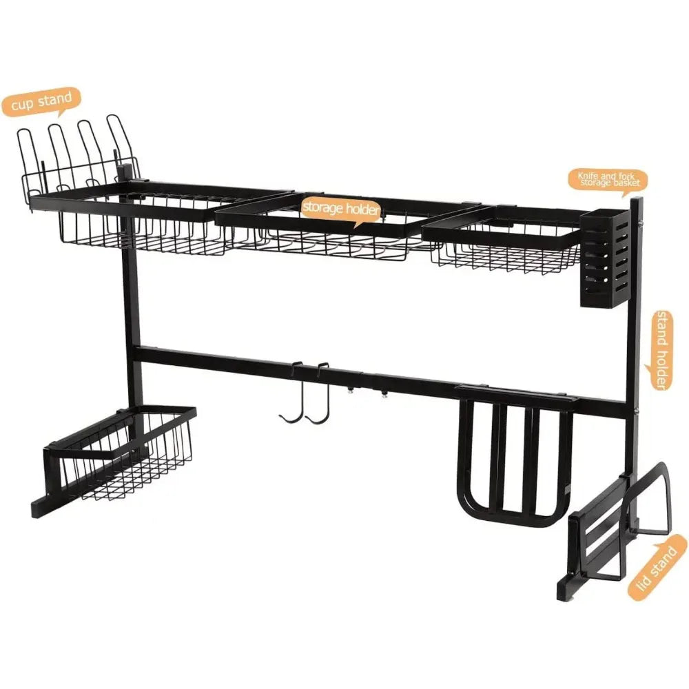 Stainless Steel Over the Sink Dish Rack (Large, Black) kitchen accessories