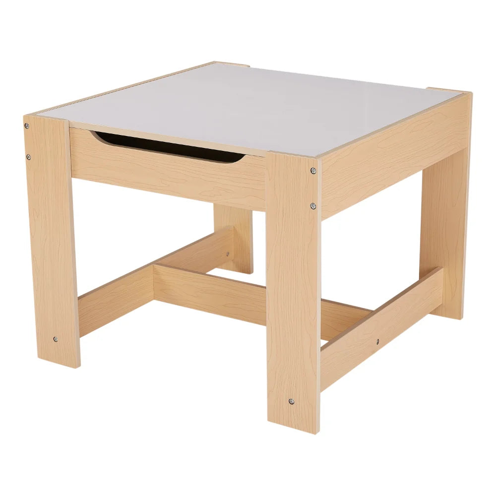 Kids Wooden Storage Table and Chairs Set, 3 Piece