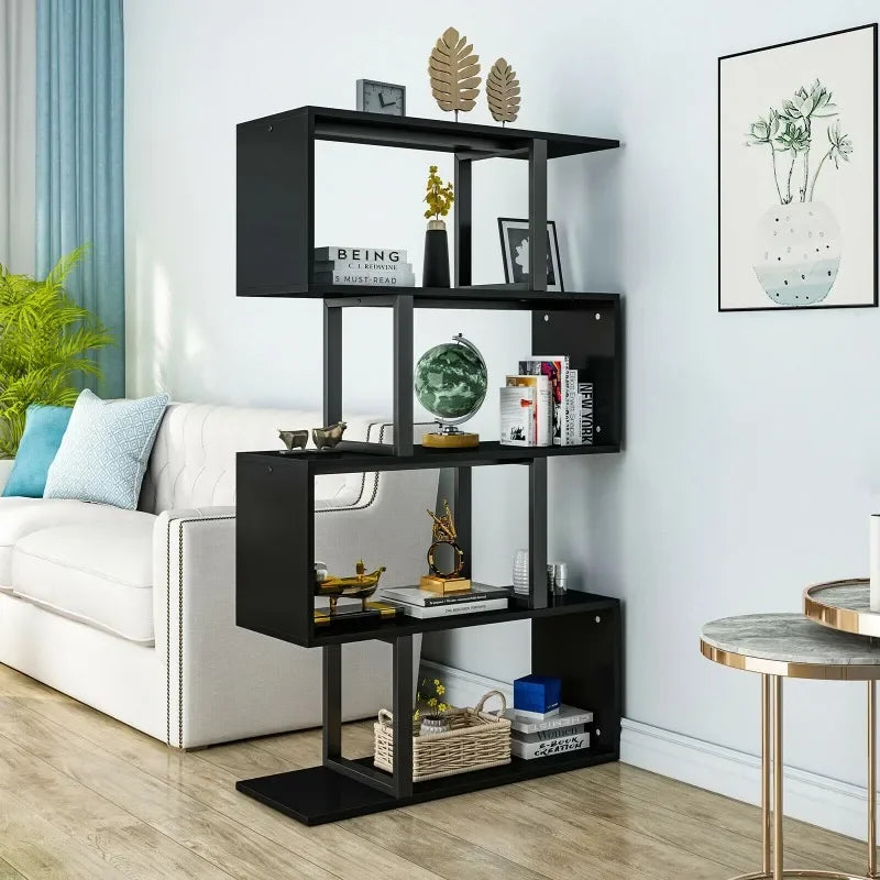 Dextrus 5-Tier Bookshelf  Wood Bookshelf, Storage Shelf Freestanding Decorative Storage Shelving for Living Room Home Office,