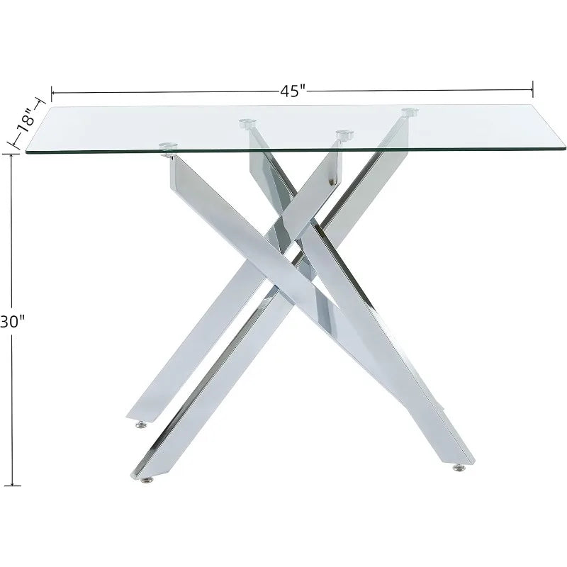 Modern Style Console Table with Tempered Glass