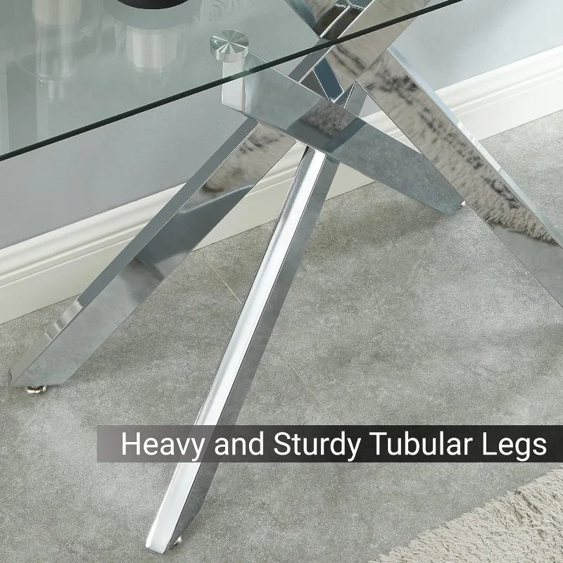 Modern Style Console Table with Tempered Glass