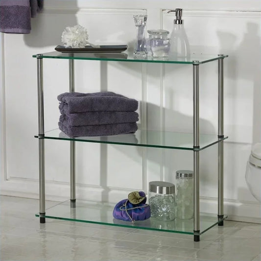 Glass 3 Shelf Bookcase, Glass book shelf