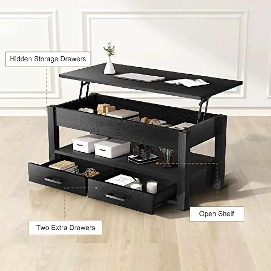 Lift Top Coffee Table with 2 Storage Drawer