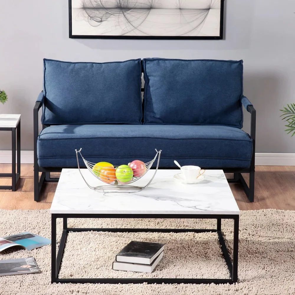Home Living Room Coffee Table w/ Iron Frame