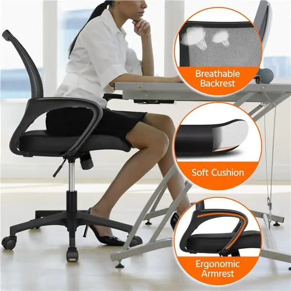 Office Chair with Armrests, Black