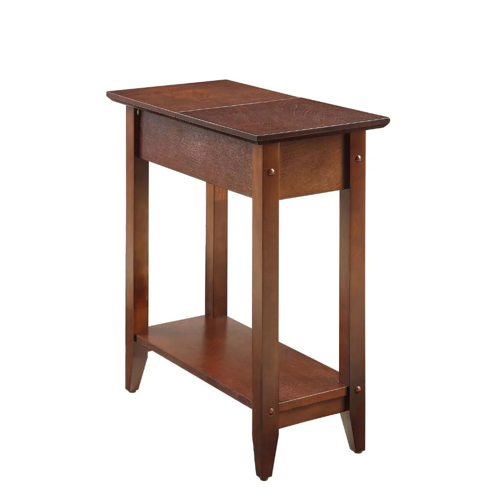 American Heritage Flip Top End Table with Shelf Bedroom Sofa End Tables for The Living Room, Espresso