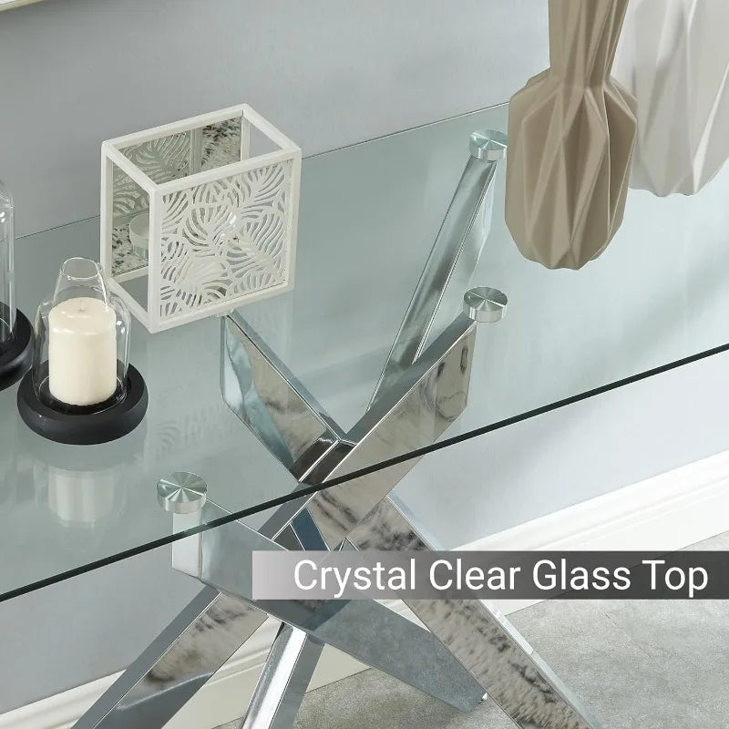 Modern Style Console Table with Tempered Glass