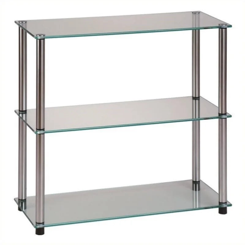 Glass 3 Shelf Bookcase, Glass book shelf