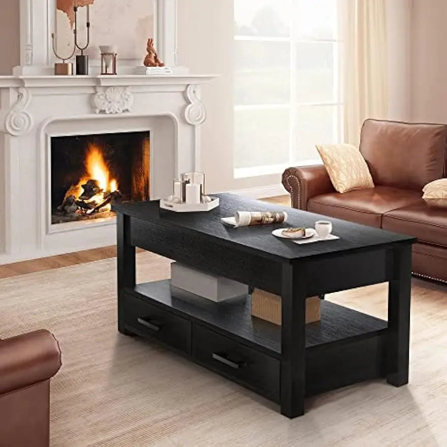 Lift Top Coffee Table with 2 Storage Drawer