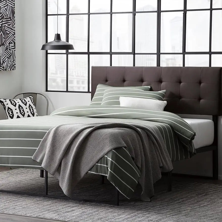 Leather Headboard - Modern -Adjustable Queen, Brown