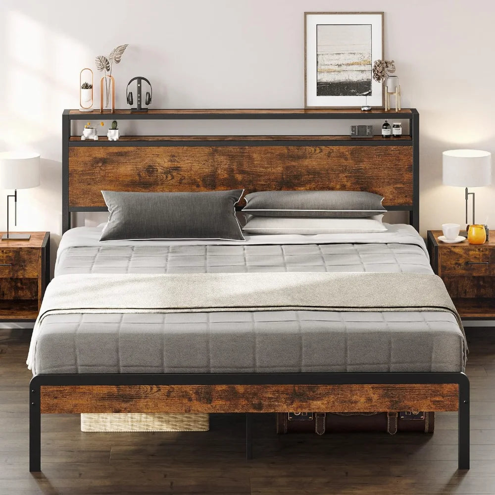 Full Bed Frame,  Storage Headboard Queen/King optional