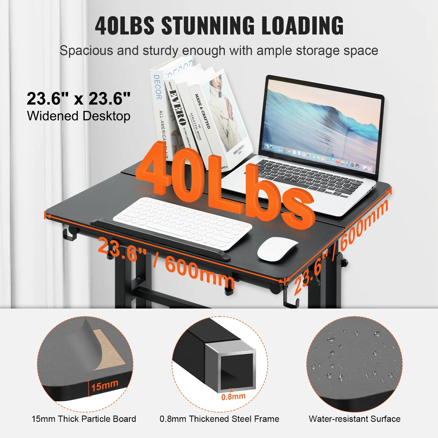 Adjustable Sit-Stand Desk Home Office Rolling Laptop Table Tiltable