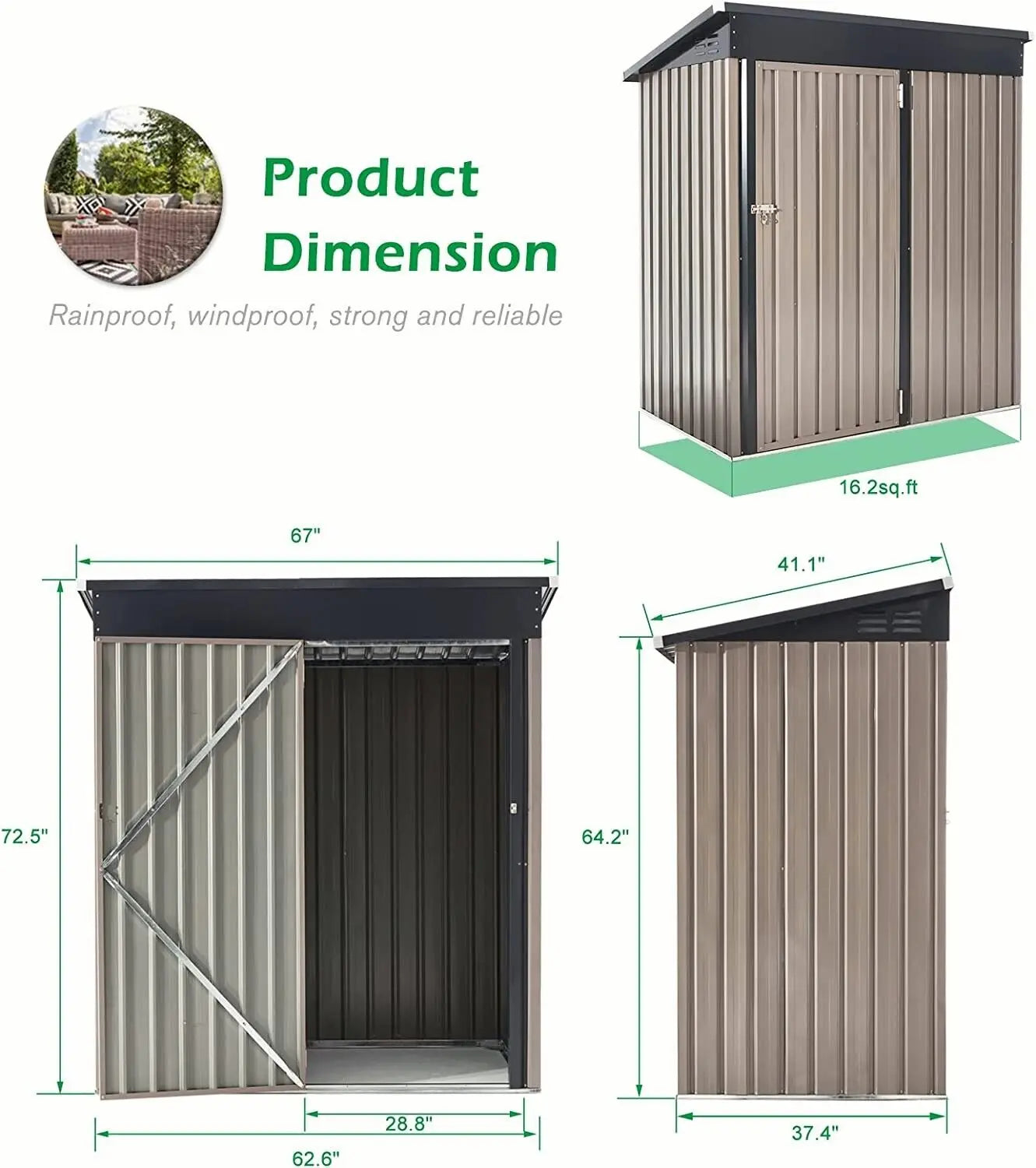 Outdoor Storage Shed, Tool and Garden