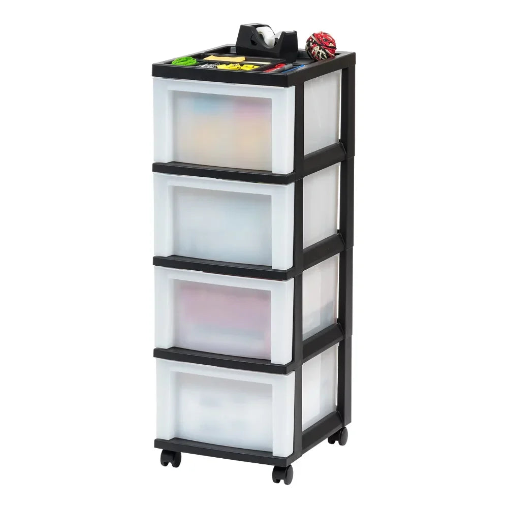 4-Drawer Plastic Storage Cart with Wheels