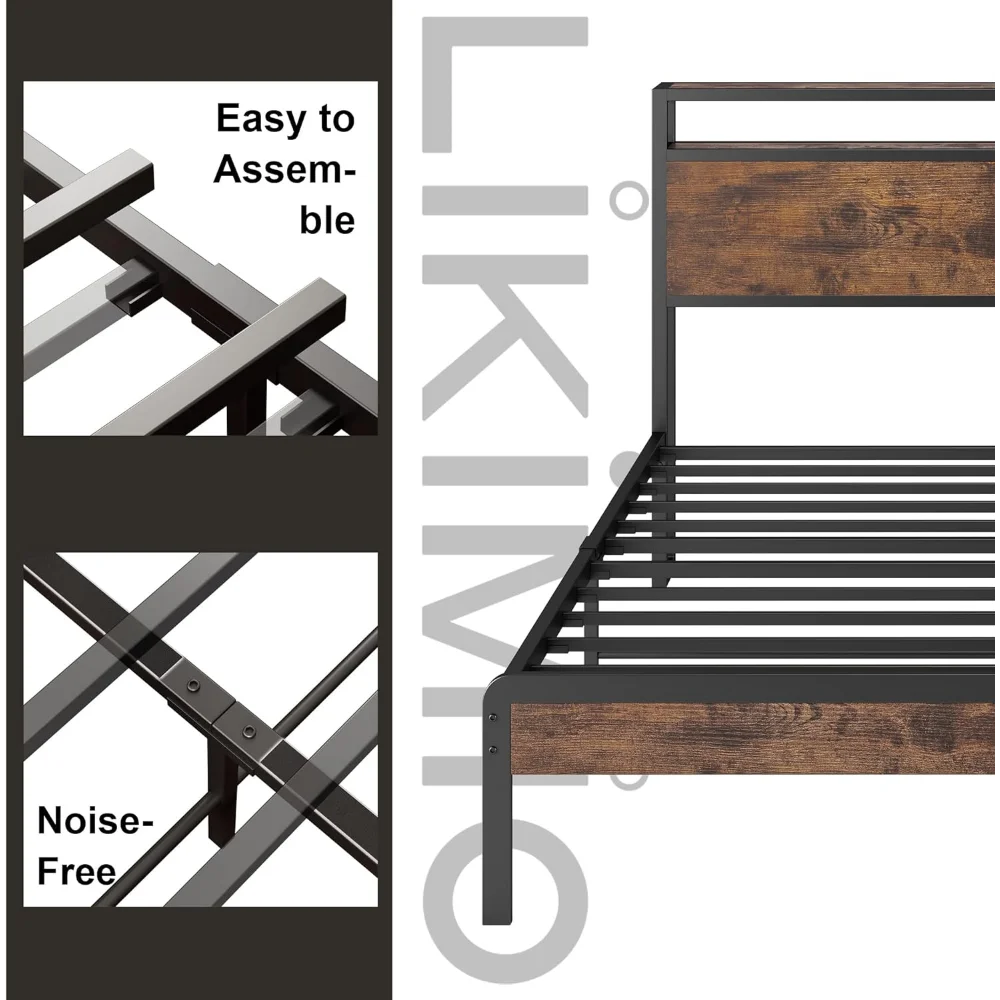 Full Bed Frame,  Storage Headboard Queen/King optional