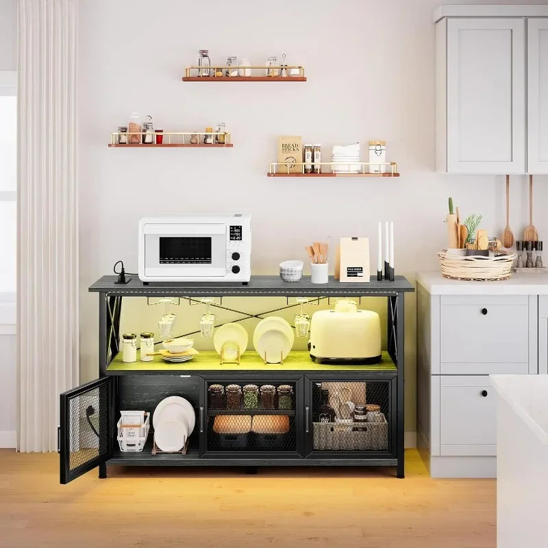 Bar Cabinet with Wine Rack Storage for Living Room