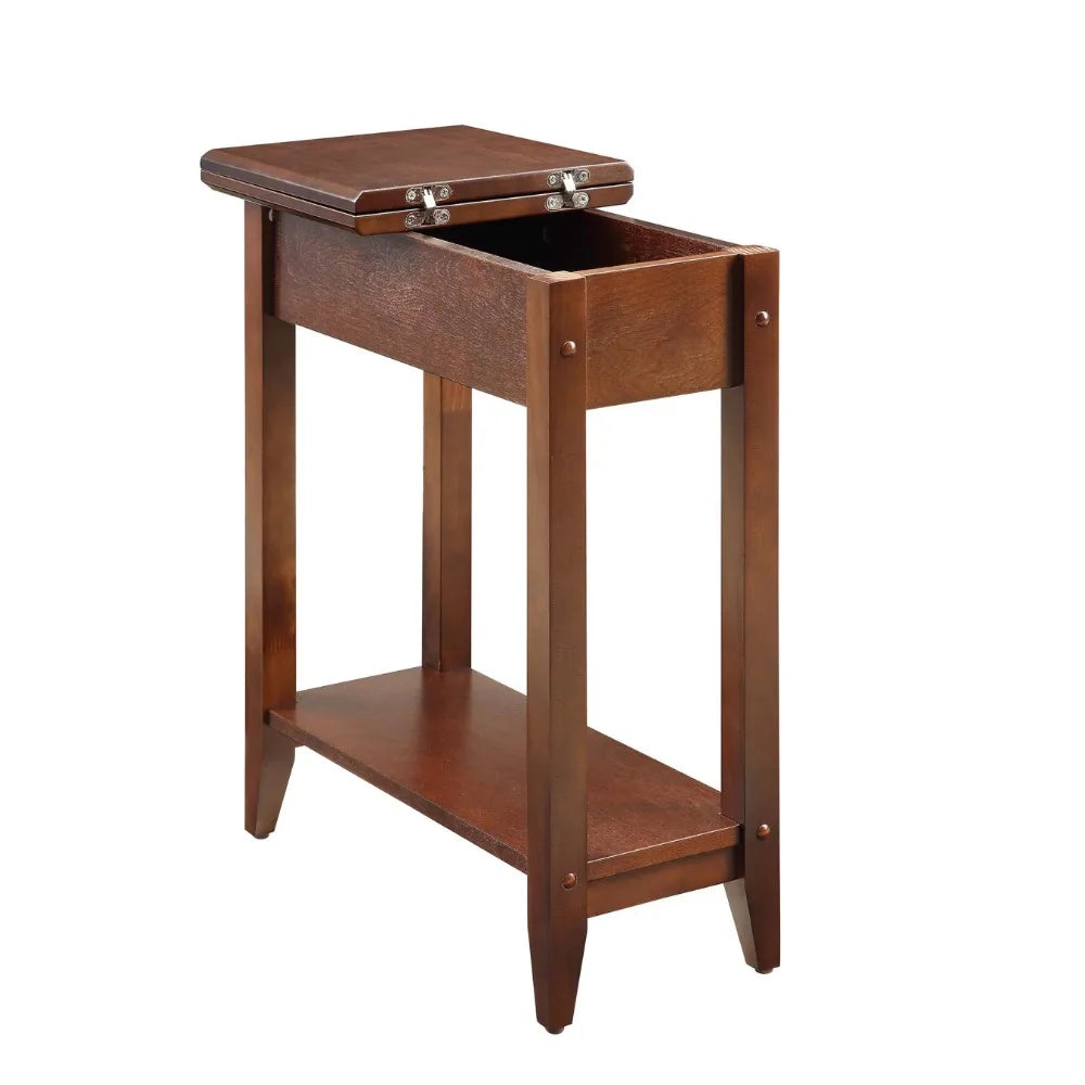 American Heritage Flip Top End Table with Shelf Bedroom Sofa End Tables for The Living Room, Espresso