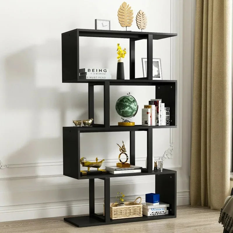 Dextrus 5-Tier Bookshelf  Wood Bookshelf, Storage Shelf Freestanding Decorative Storage Shelving for Living Room Home Office,