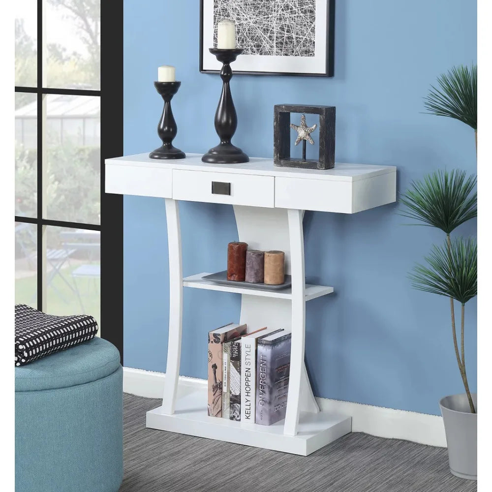 Drawer Console Table with Shelves for Hallway