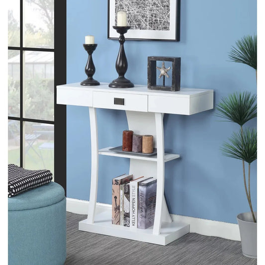 Drawer Console Table with Shelves for Hallway