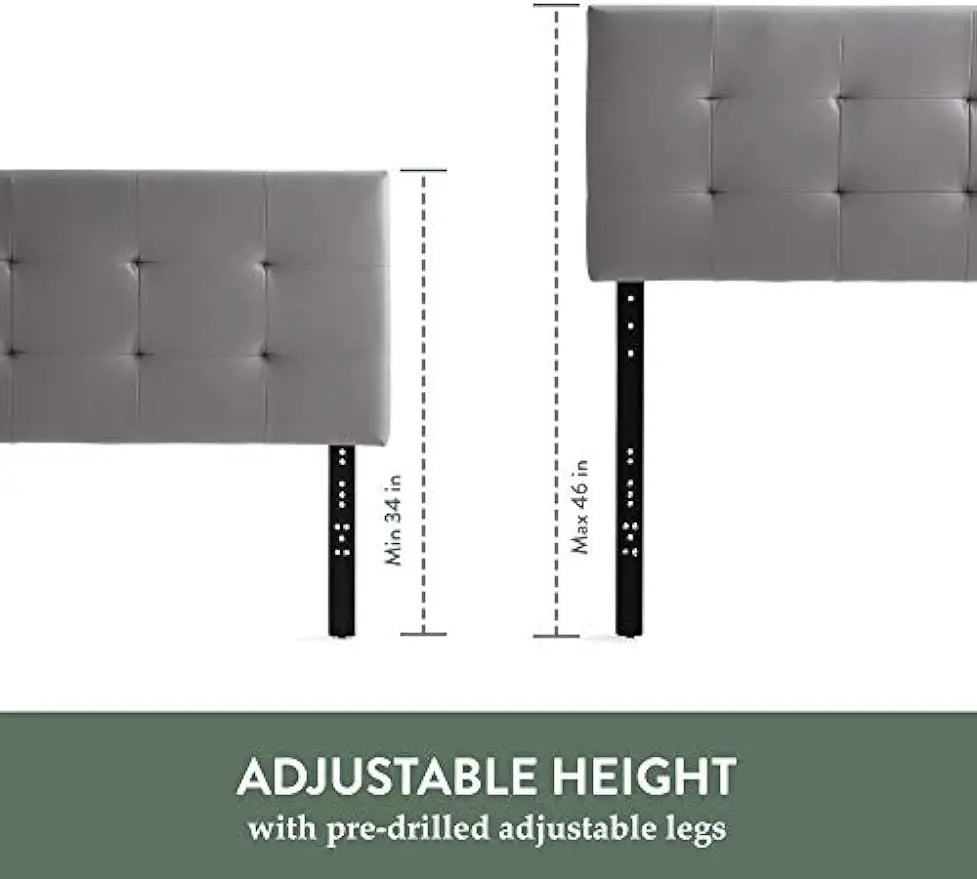 Leather Headboard - Modern -Adjustable Queen, Brown