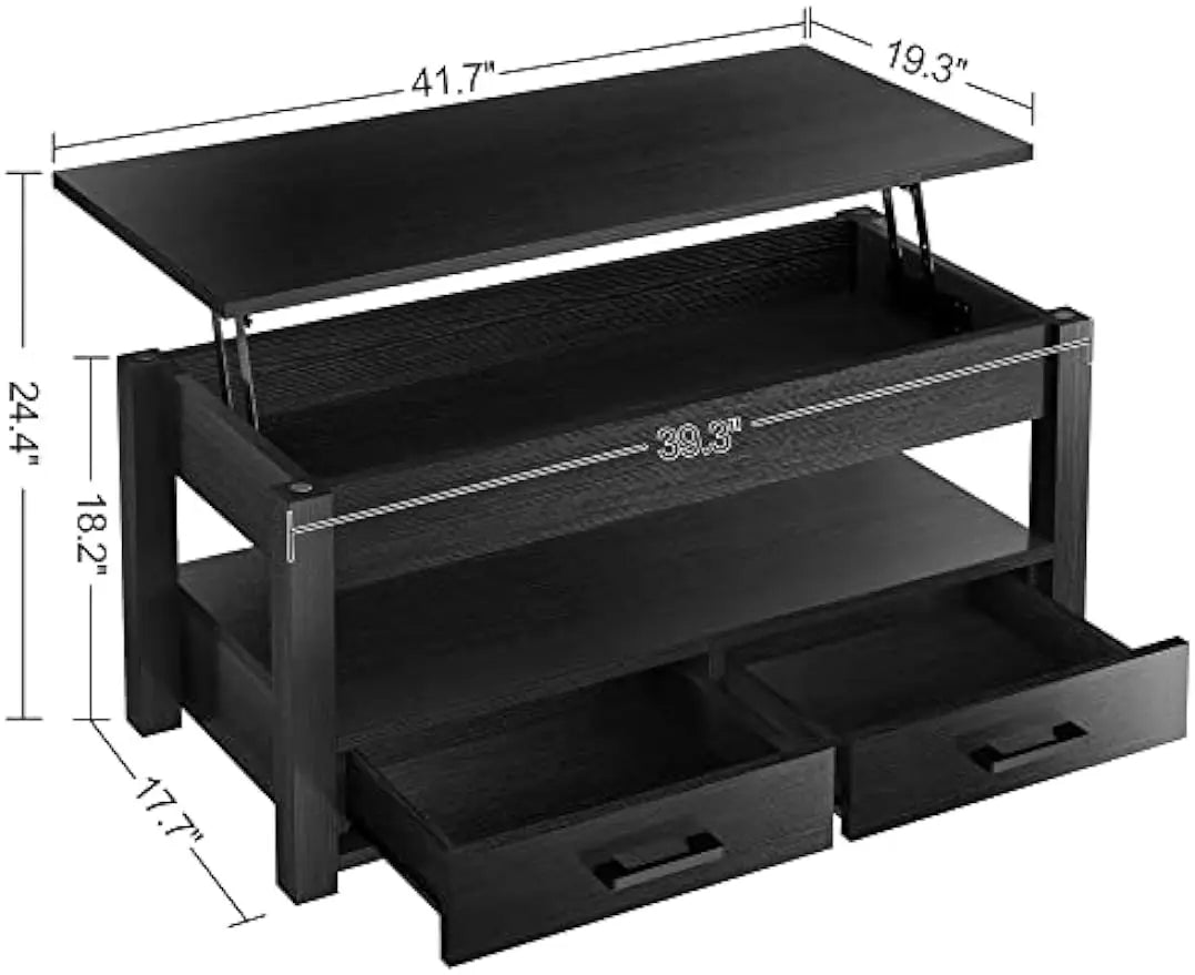 Lift Top Coffee Table with 2 Storage Drawer