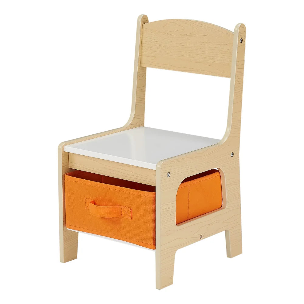 Kids Wooden Storage Table and Chairs Set, 3 Piece