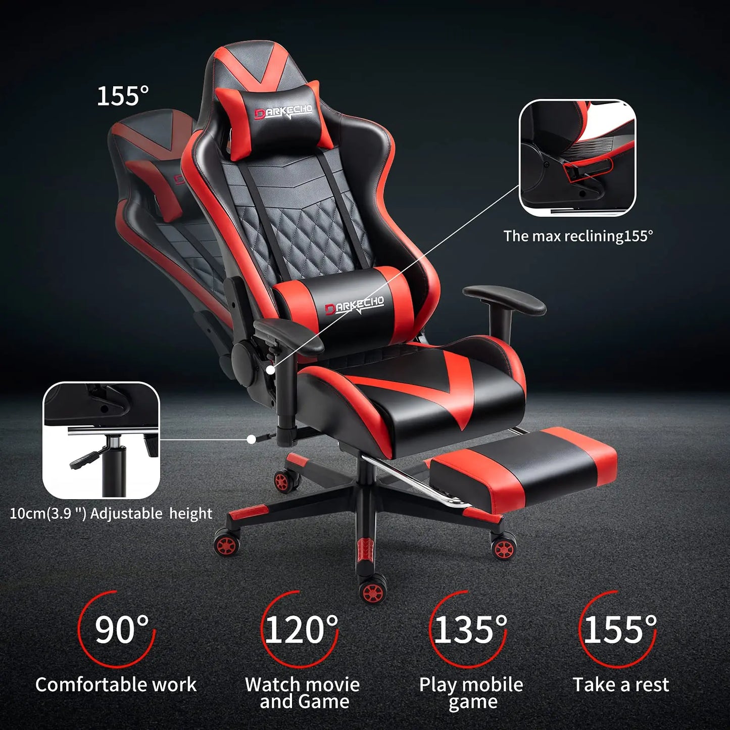 Gaming Chair with Footrest,