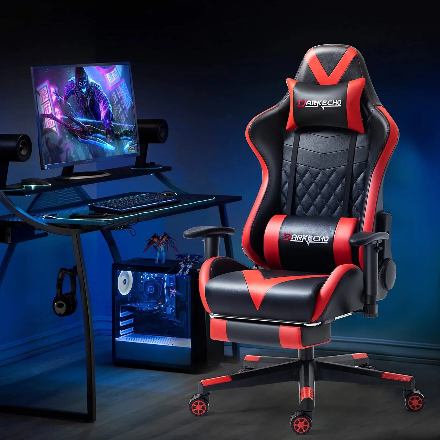 Gaming Chair with Footrest,