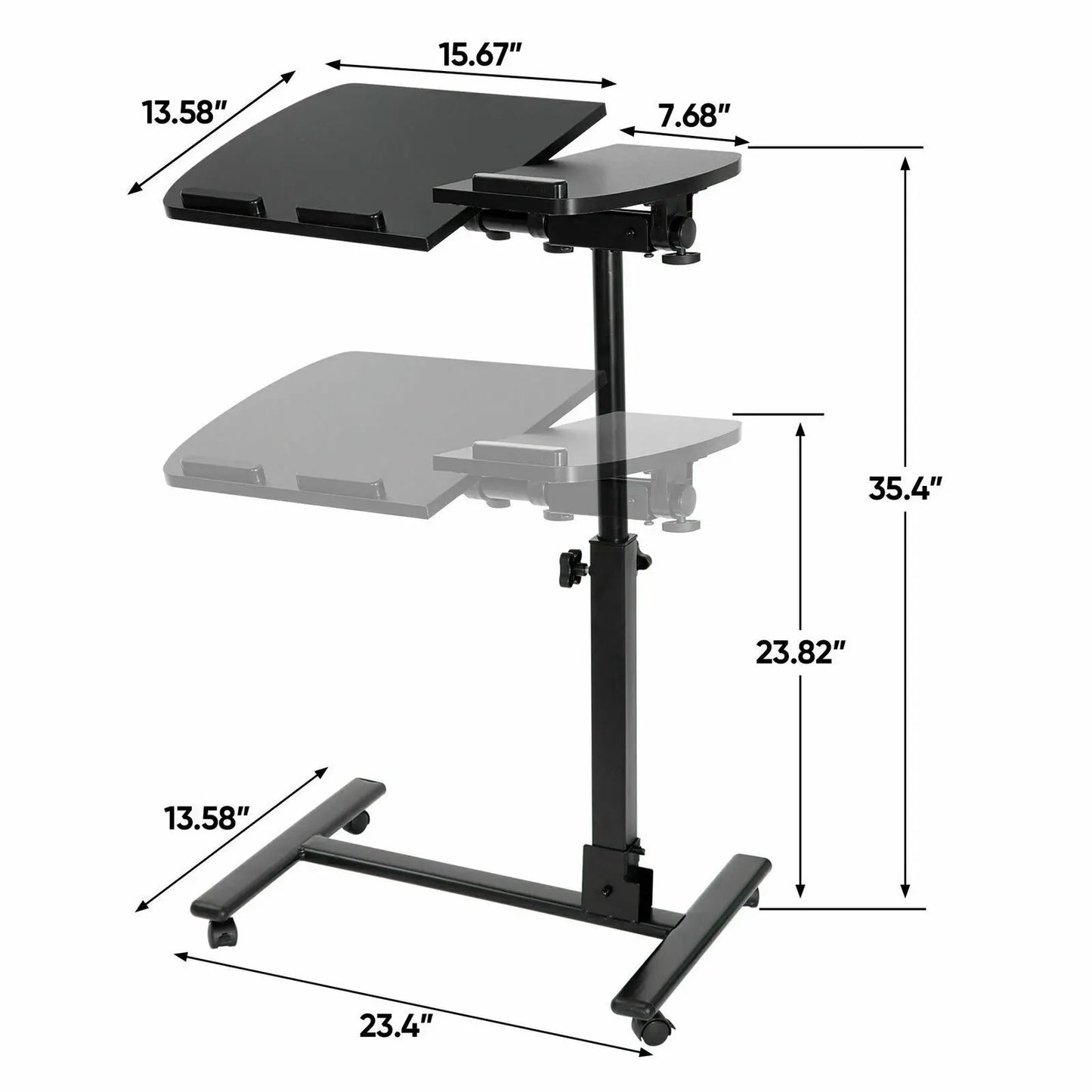 Angle Height Adjustable Rolling Laptop Desk Over Sofa Bed Notebook Table Stand