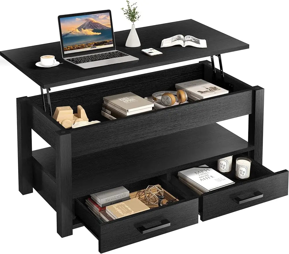 Lift Top Coffee Table with 2 Storage Drawer