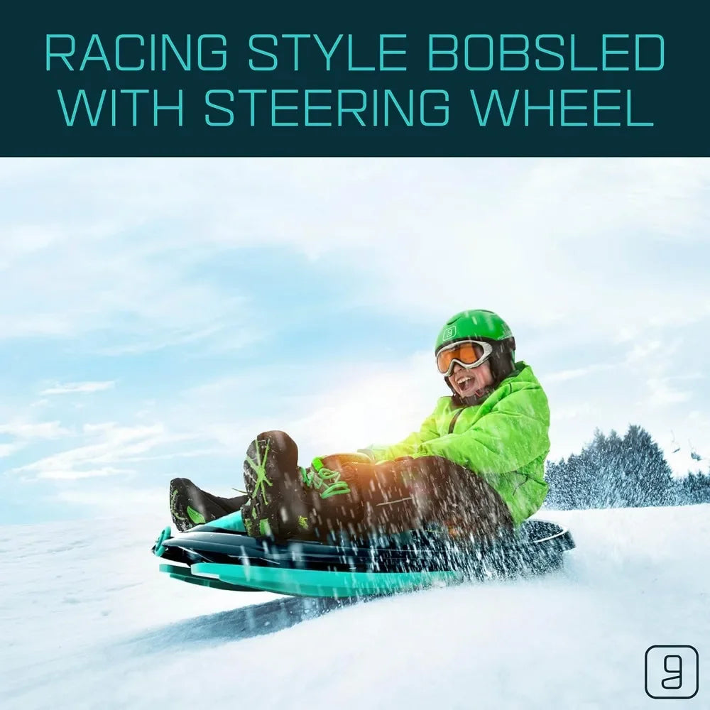 Children's sled, easy to turn steering wheel