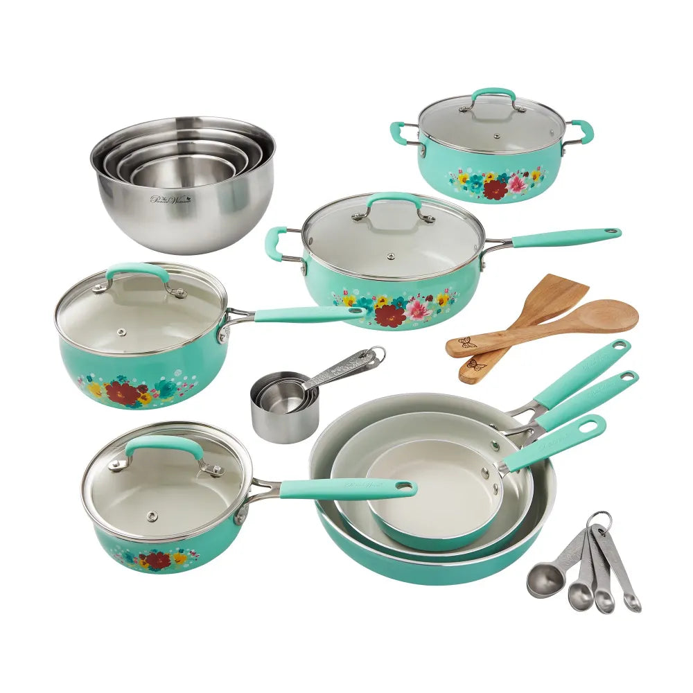 Classic Ceramic Breezy Blossom Cookware Set, 12 Piece