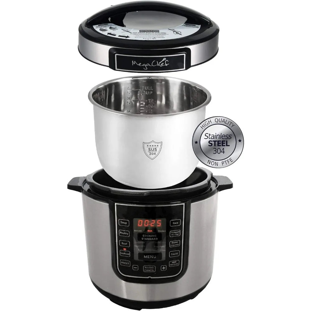 Digital Pressure Cooker, Silver, 6 quart,