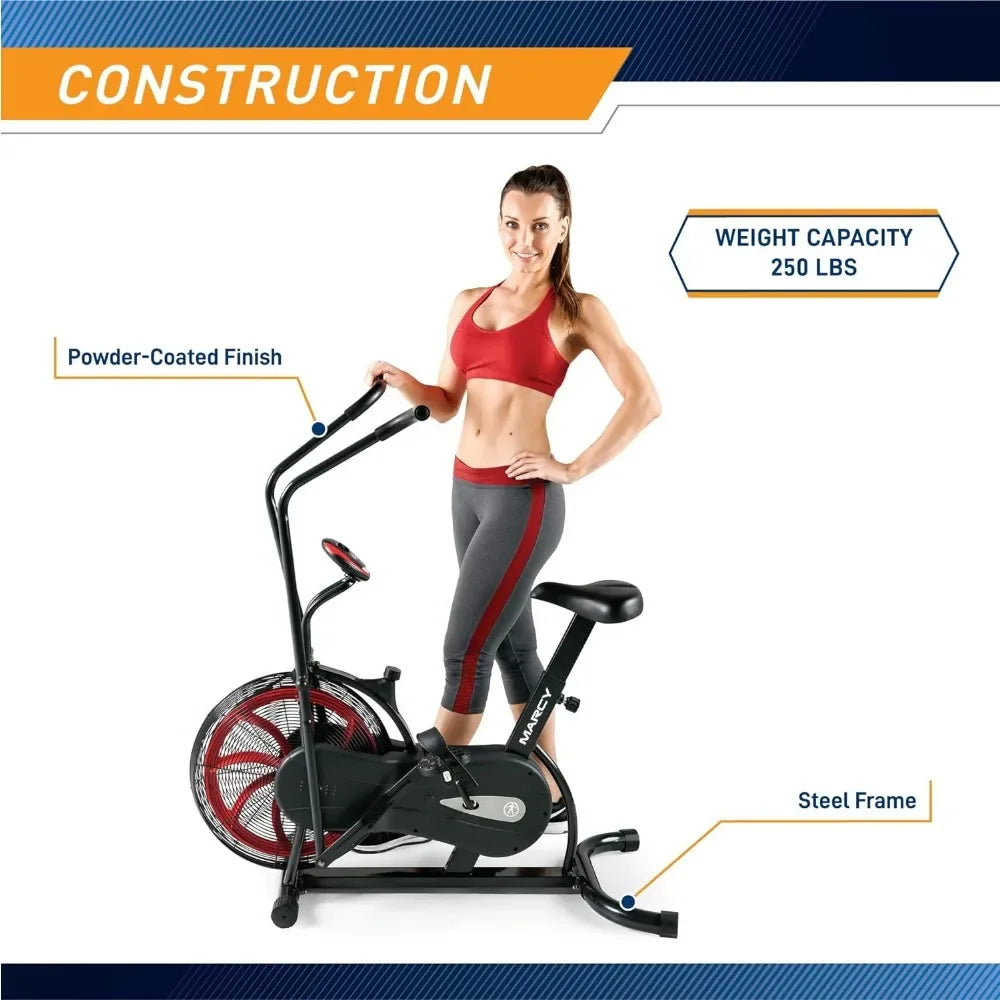 Air Resistance Exercise Fan Bike With Dual Acceleration Handlebars