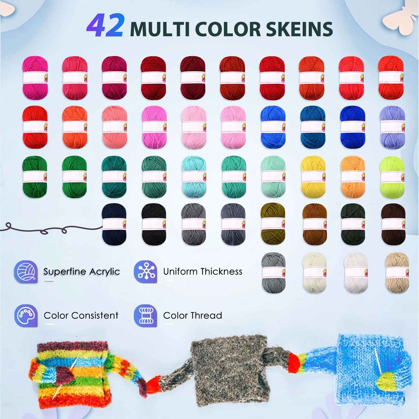 Knitting Yarn 8 Strands Of Wool kit