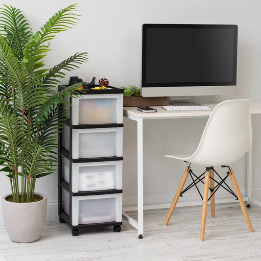 4-Drawer Plastic Storage Cart with Wheels