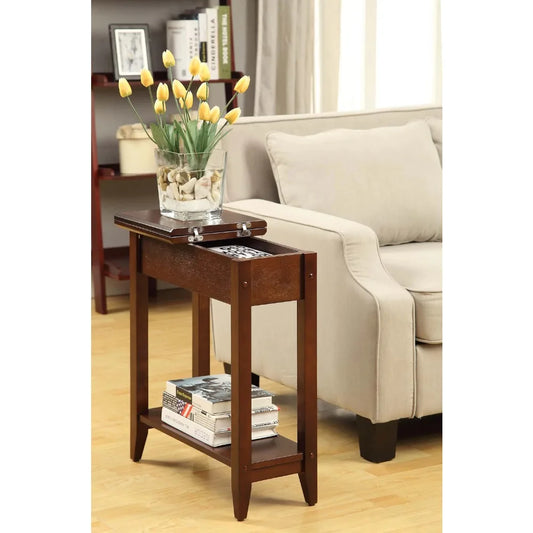 American Heritage Flip Top End Table with Shelf Bedroom Sofa End Tables for The Living Room, Espresso