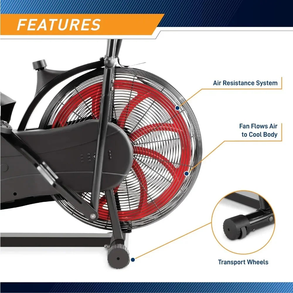 Air Resistance Exercise Fan Bike With Dual Acceleration Handlebars