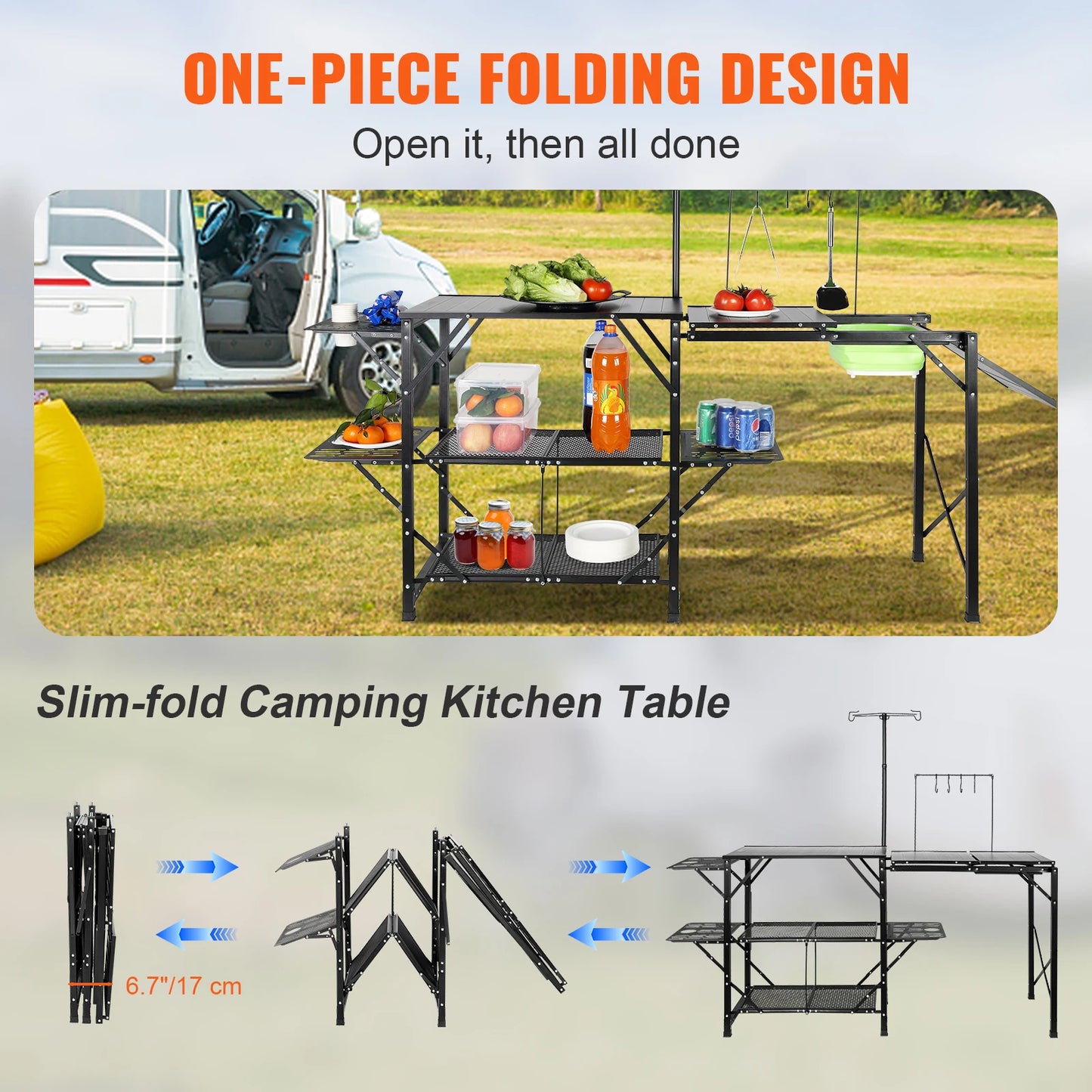 Camping Kitchen Table with Sink