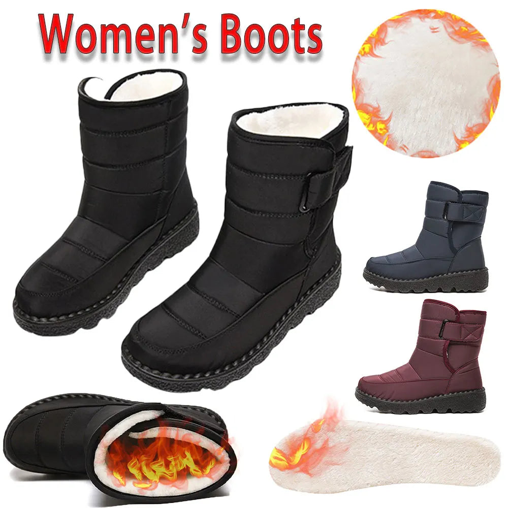 Women's Boots Super Warm Winter Boots With Heels Snow Boots Short Boot Female Winter Shoes Waterproof Boots zapatos para mujeres