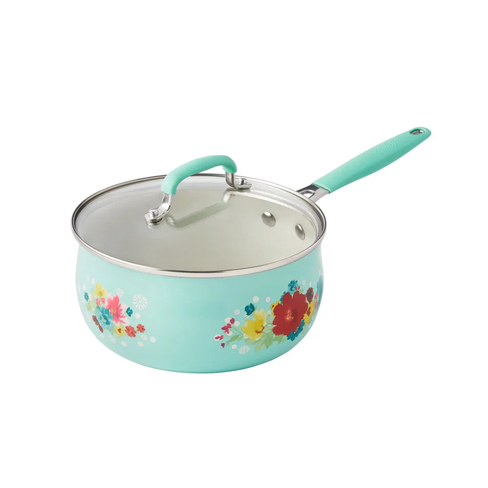 Classic Ceramic Breezy Blossom Cookware Set, 12 Piece