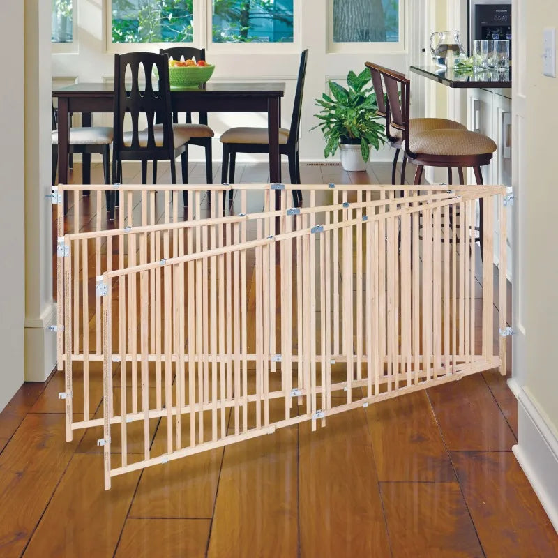 Extra-Wide Swing Baby Safety Gate, Natural Wood